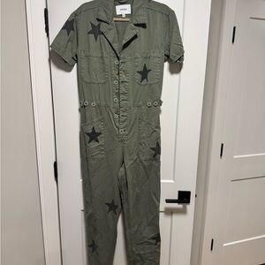 Pistola Olive Jumpsuit with Black Star Accents